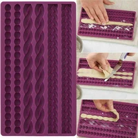 sugarcraft border fondant cake mould 3d knit rope silicone chocolate icing mould