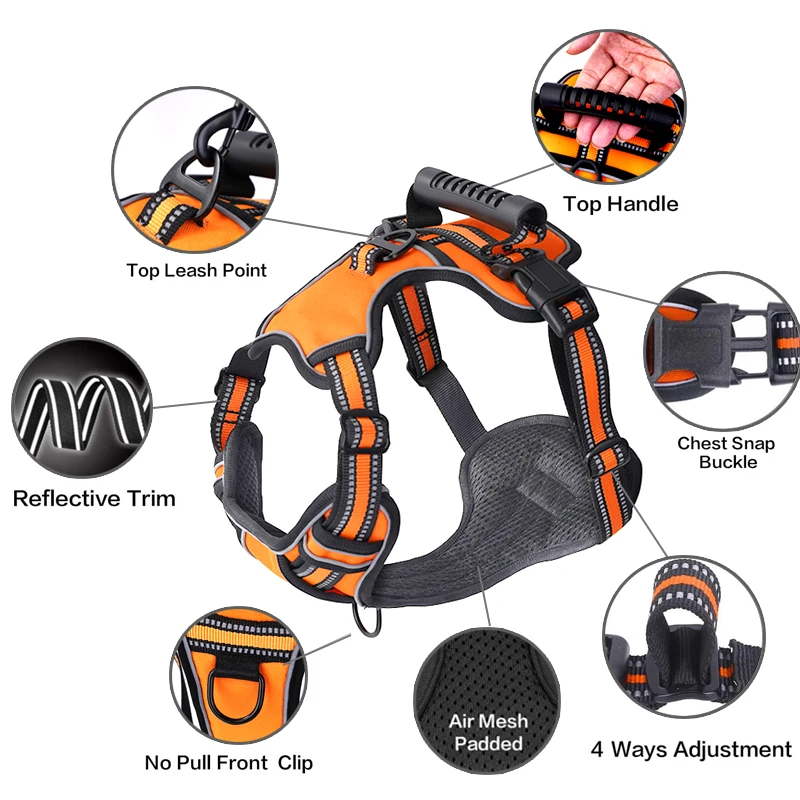 

Dog Harness No Pull Breathable Reflective Pet Harness Vest For Small Large Dog Outdoor Running Dogs Training Accessories