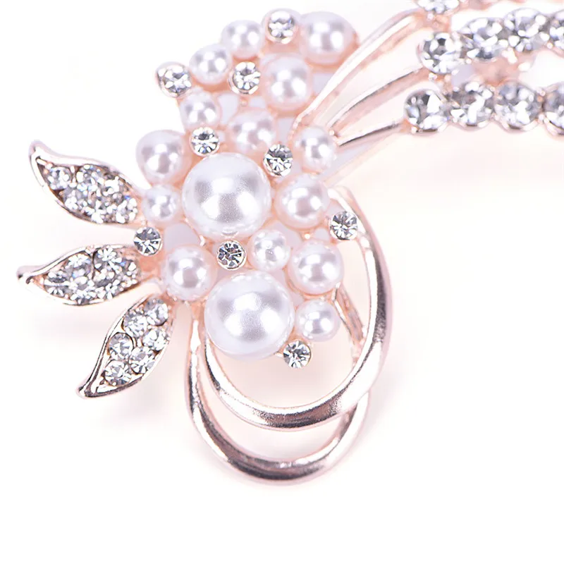 

Fashion Jewelry High Quality Vintage Gold Brooch Pins Austria Crystals Imitation Pearl Flower Brooch Wedding Accessories