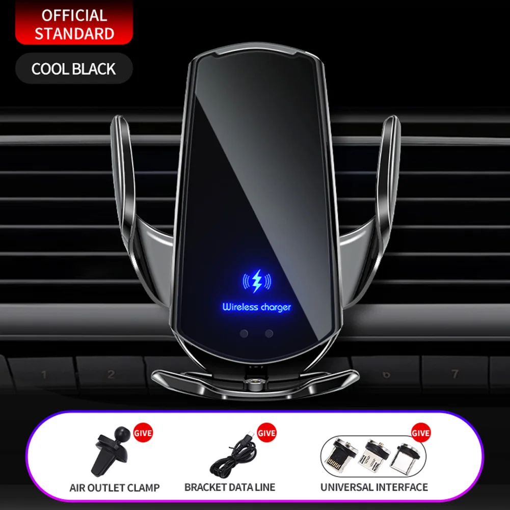 automatic clamping 15w wireless charger car holder smart infrared sensor air vent mount mobile phone bracket stand free global shipping