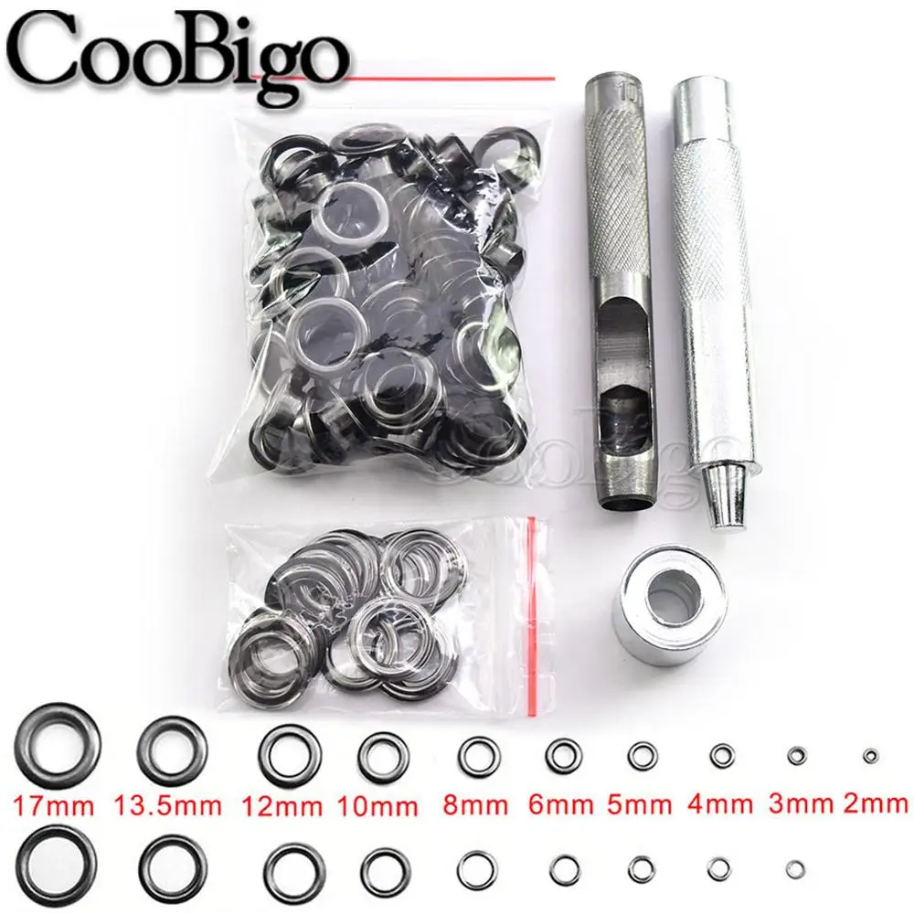 100 набор черных никелевых люверсов и инструментов для кожевенного ремесла одежда