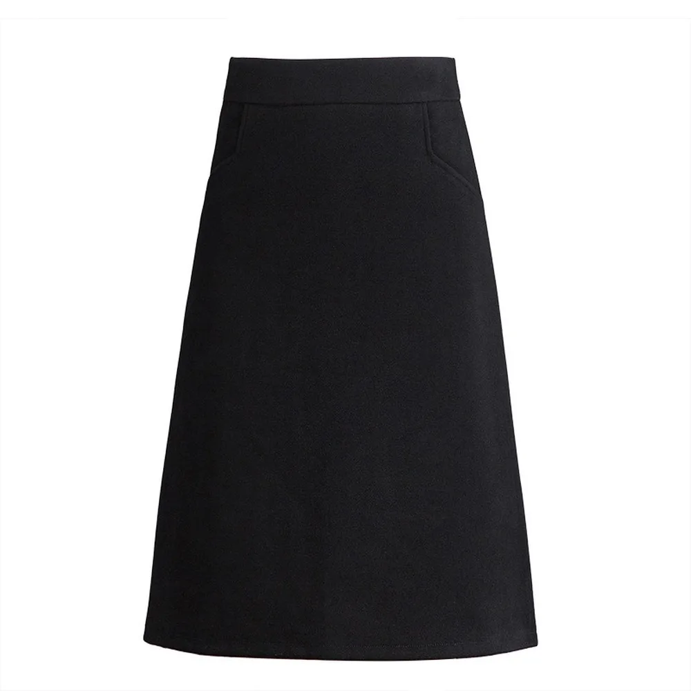 

2020 New Plus Size Office Lady Skirts Black Pockets Elastic High Waist Skirt OL Korean Work Wear Midi Skirts Fashion Clothing