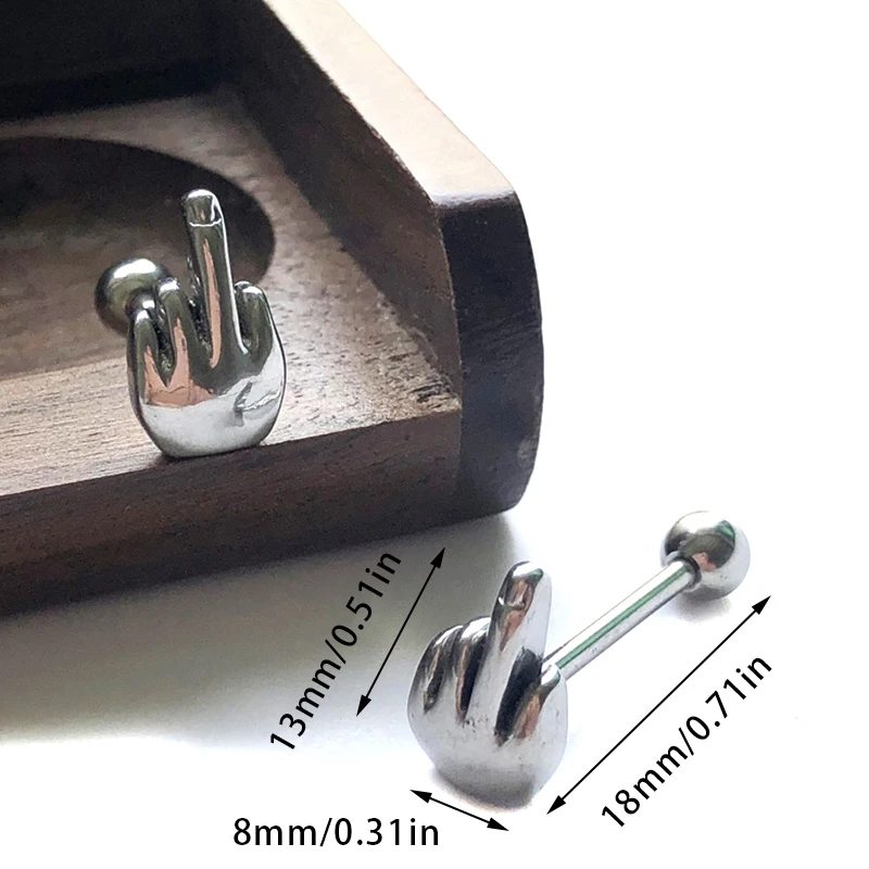 1 шт. хирургические Сталь средний палец жест штанга для языка пирсинг кольца