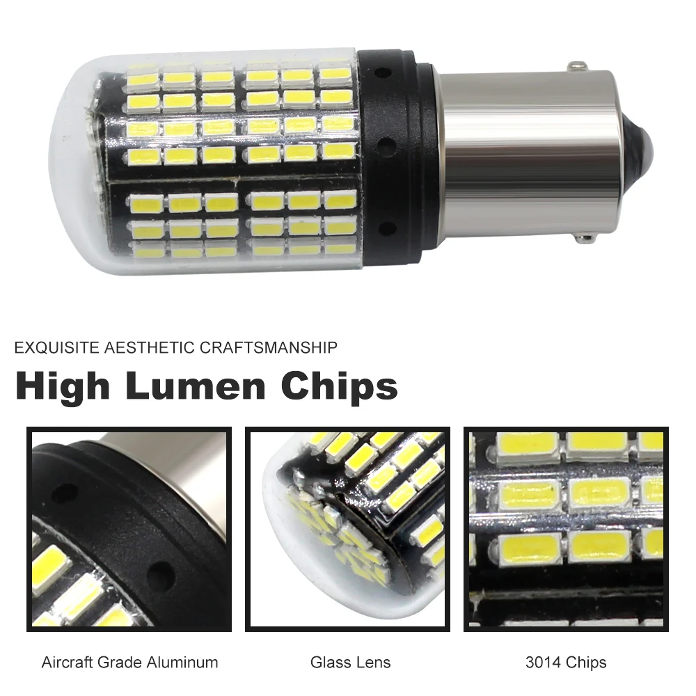 AOSHIKE 2 шт. 144SMD 1156 BA15S P21W светодиодный светильник T20 3014 анти стробоскопический
