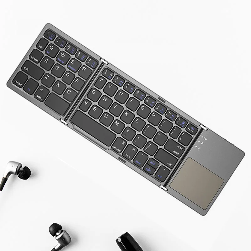 

Bluetooth Keyboard Foldable With Touchpad Rechargeable Wireless Mode For Ipad Tablet Macbook IOS Android Window Phone