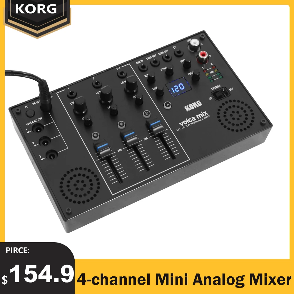 

KORG VOLCA MIX 4-channel Mini Analog Mixer Mixing Bus with Built-in Stereo Speakers Sync Out Volume Gain Control Mute AUX