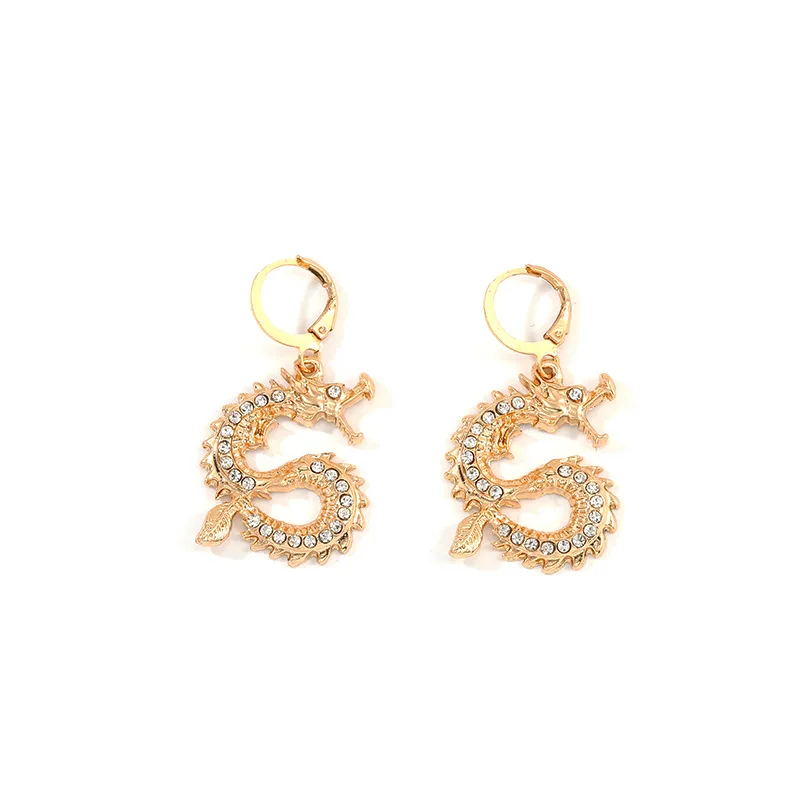 Personality Gold Alloy Dragon Earrings for Women Bohemian Chinese Style Big Hoop Earring Animal pendientes Charm Jewelry Gift | Украшения и