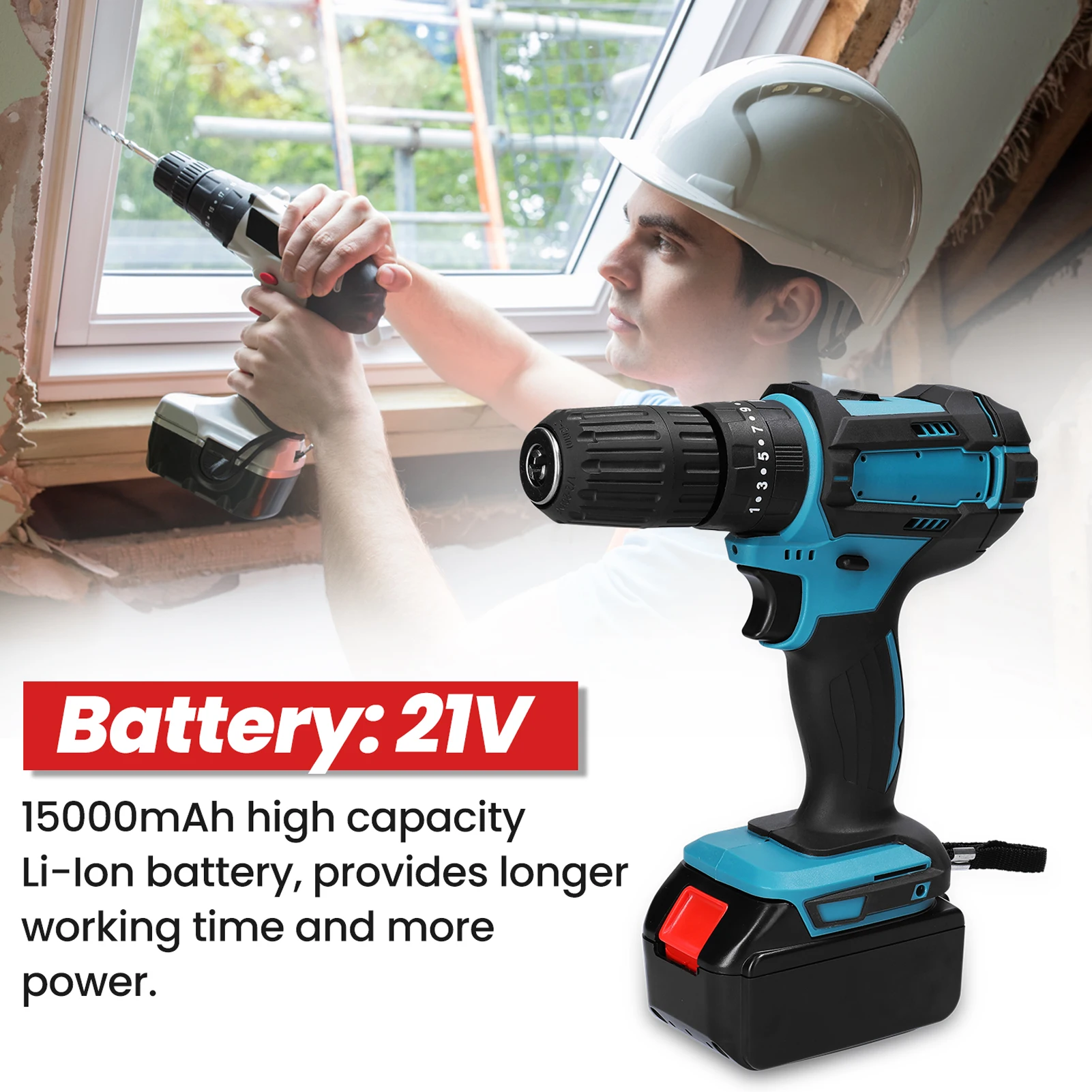 

Электрическая аккумуляторная дрель, высокомощная Беспроводная перезаряжаемая ручная дрель с литиевым аккумулятором, с бесщеточным Моторо...