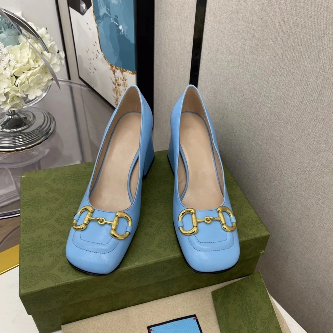 

2021 Top Quality New Luxury Fashion Designer Slingback Womens High Block Heel Shoes Sexy Square Genuine Black Leather 34-40