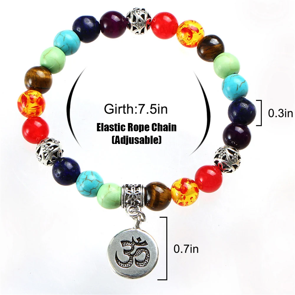 Браслет IF ME с каменными бусинами чакрами для йоги OM 7 шармы мужчин и женщин