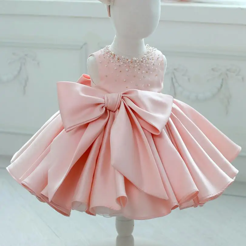 

Baby Girl Party Dresses For Wedding Beading Tulle Gown Newborn Girl Baptism Gown Pageant Infant First Communion Clothes L1471