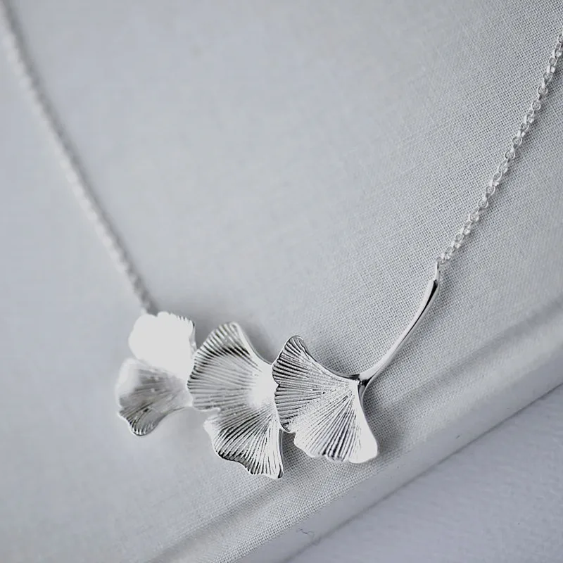 Женское Ожерелье гинкго билоба короткая цепочка на ключицы из стерлингового