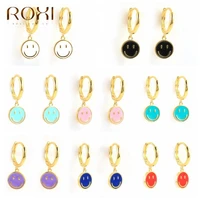 roxi colorful enamel smiley hoop earrings for women 925 sterling silver dangle earring jewelry gold earrings prata 925 original