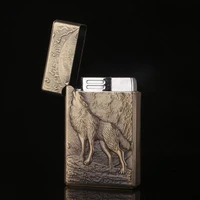 refillable inflatable wolf howl personality double straight metal loud lighter smoke accessories regalos para hombre originales