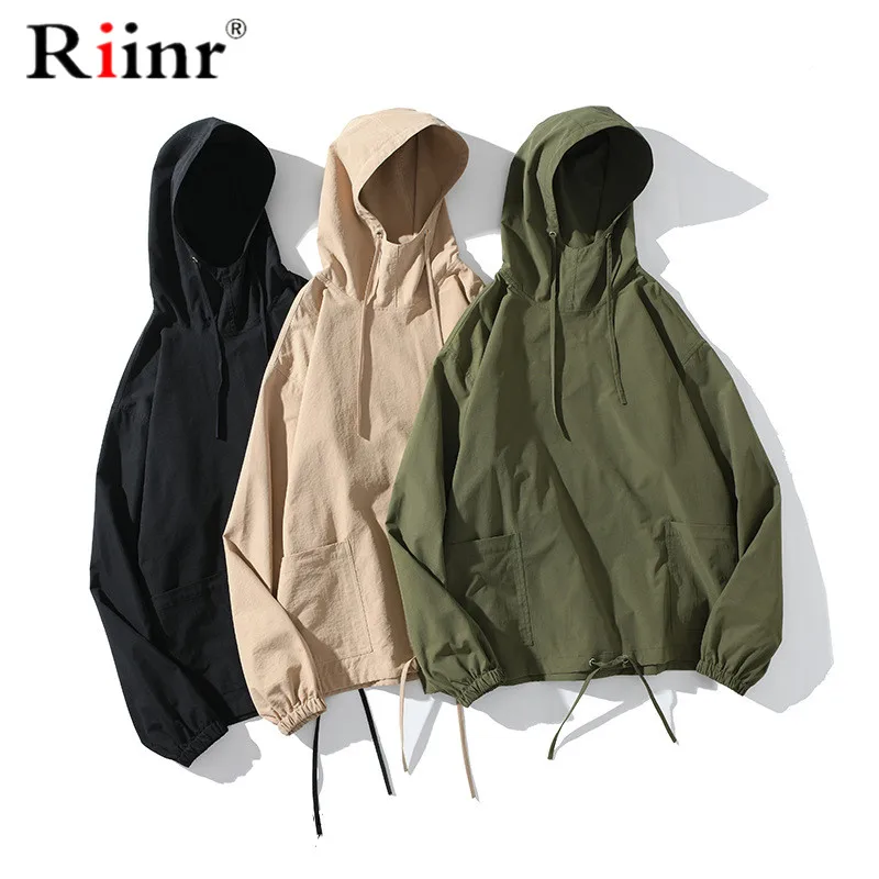 Riinr Новинка осени модные толстовки мужское теплое пальто с капюшоном мужские