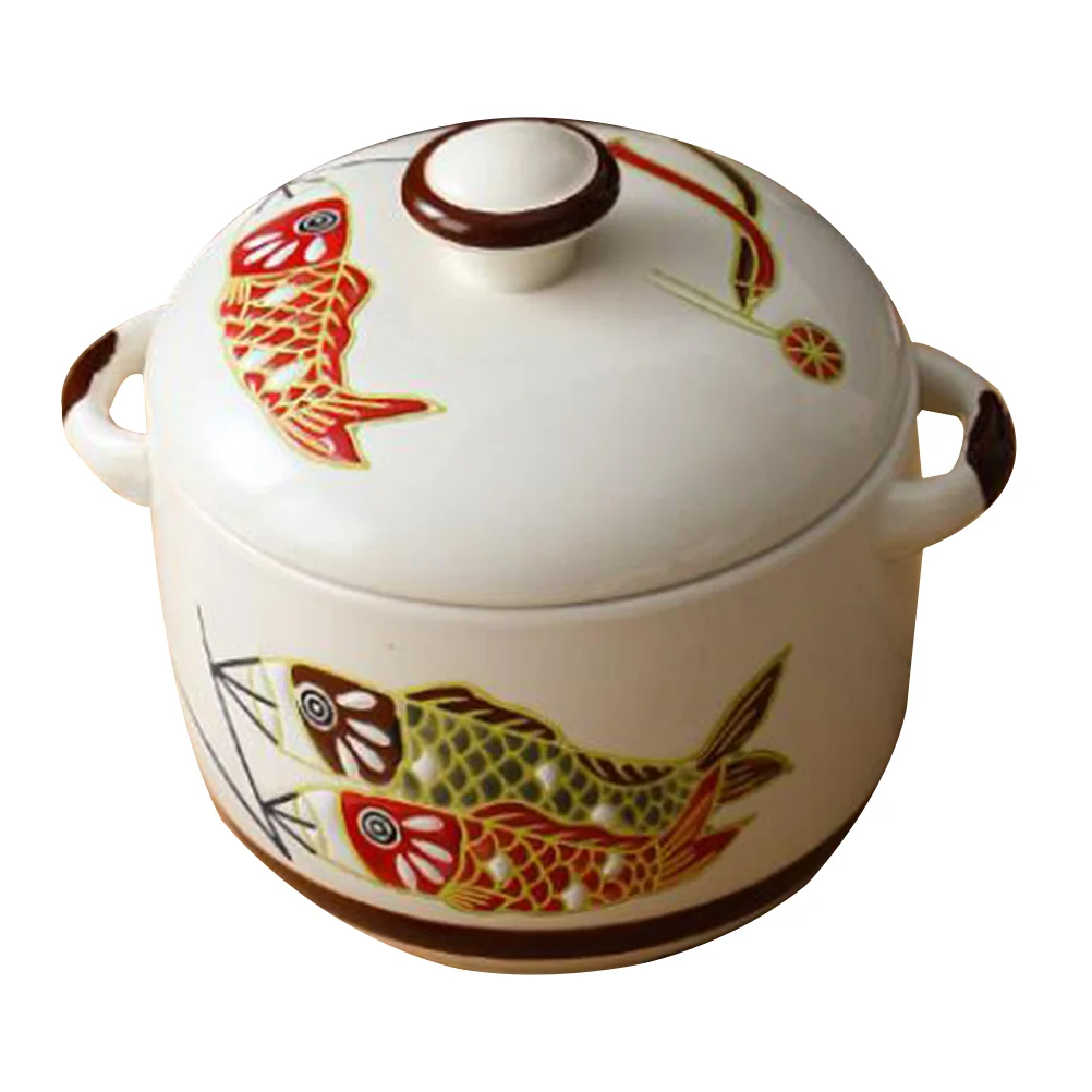 

1pc Japanese Style Soup Bowl Ceramic Stewing Pot Household Exquisite Soup Bowl