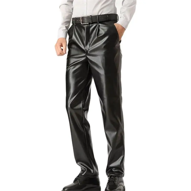 Зимние теплые кожаные брюки искусственная кожа Прямые Cuero Pantalones мужские осенние
