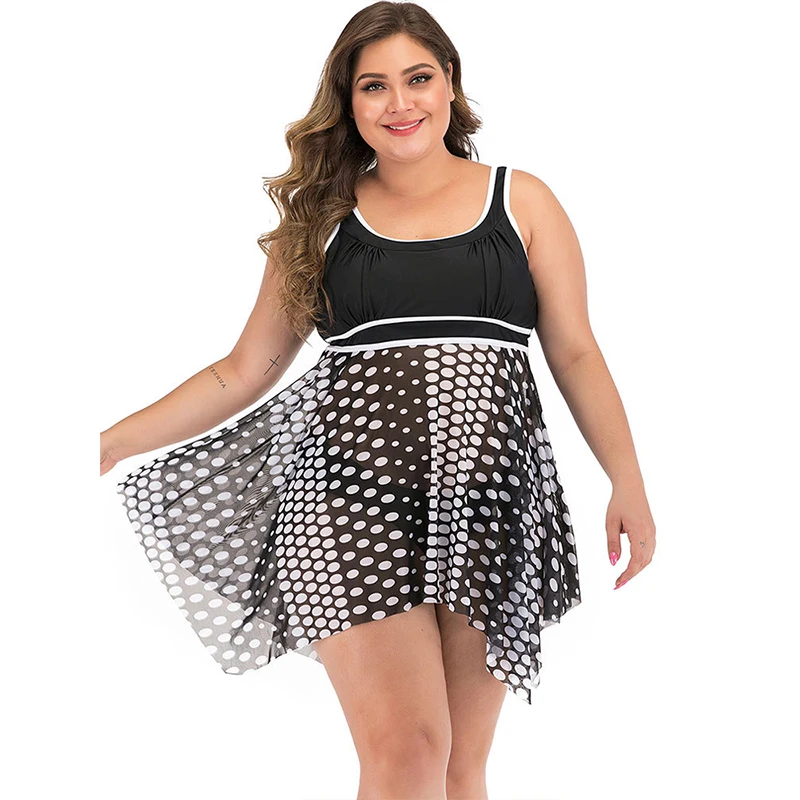 Купальник размера плюс женский слитный купальник Танкини большого пляжная юбка