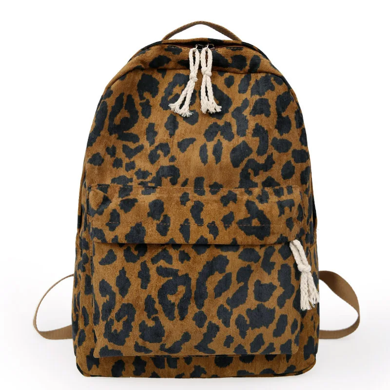 Leopard Design Women Backpack Large Capacity Corduroy Female Rucksack Fashion Travel Bag School Woman | Багаж и сумки