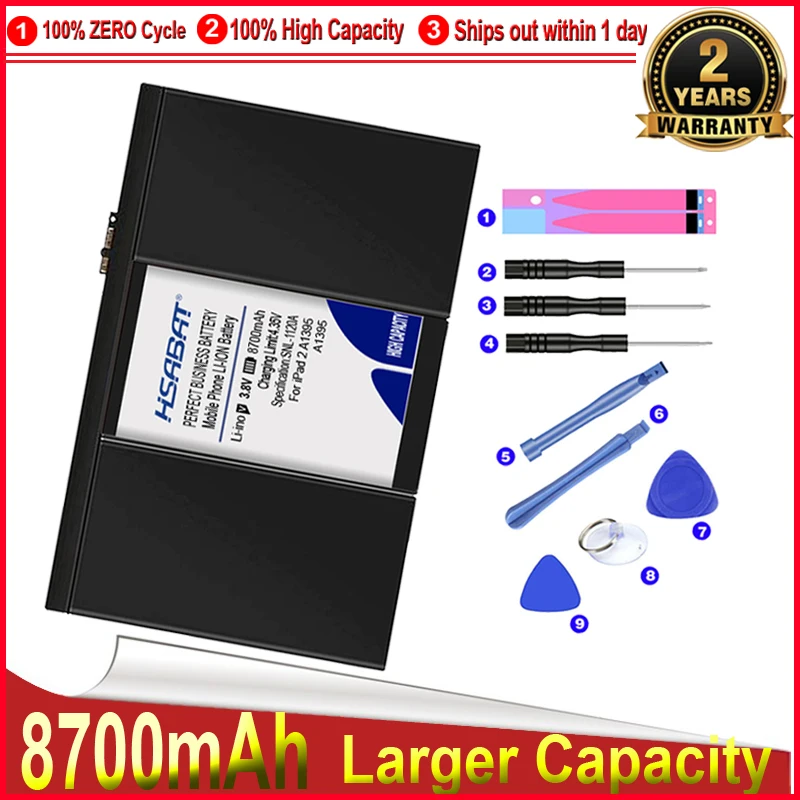 Аккумулятор HSABAT 0 цикл 8700 мАч A1395 для iPad 2 A1396 A1397 A1376 A1316 высокое качество |