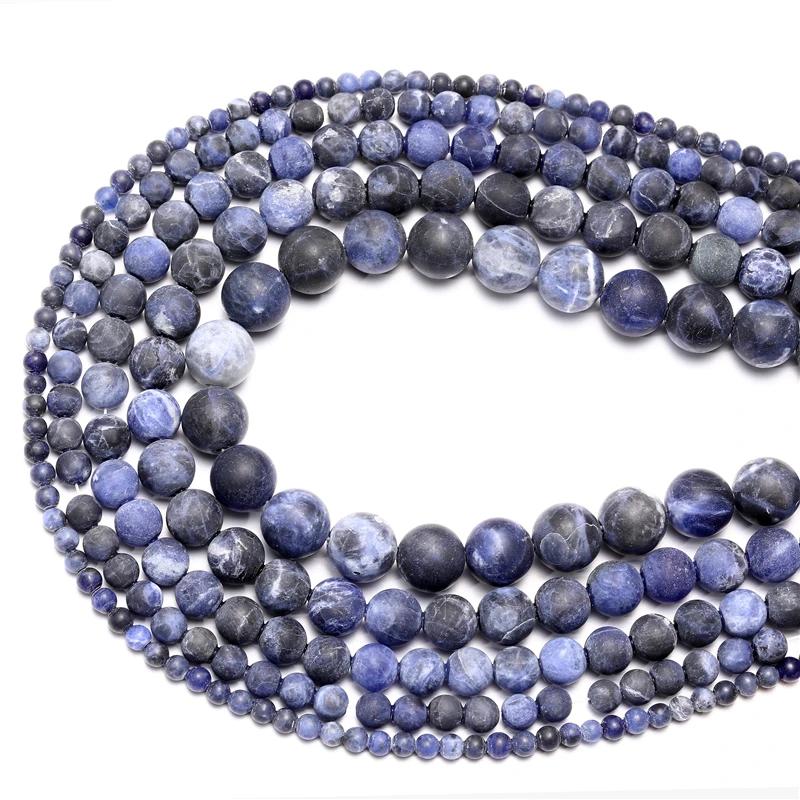 Оптовая продажа матовых бусин с натуральным синим камнем круглые бусины