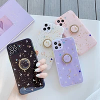 luxury glitter heart soft tpu gel phone case cover for iphone 7 8 plus se 2020 11 13 12 pro max x xr xs max ring holder skin