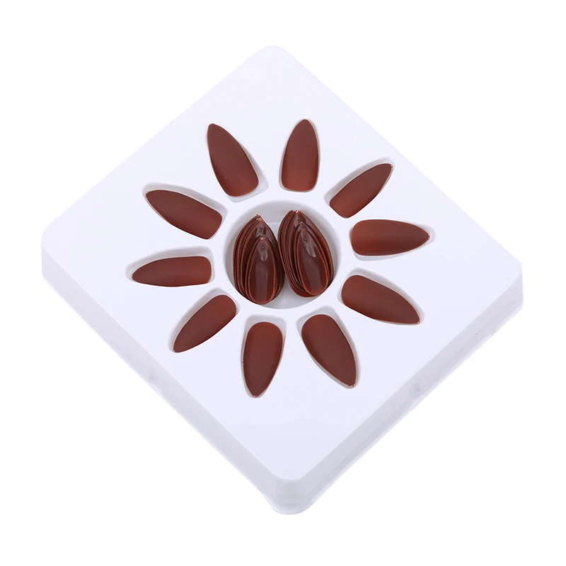 Лидер продаж модные женские накладные ногти накладка с острым носком однотонная