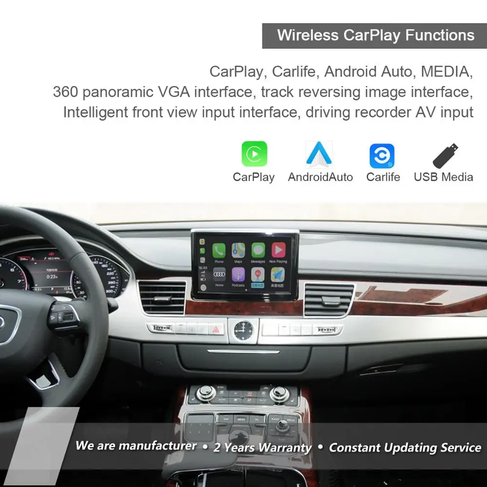 Послепродажное беспроводное CarPlay Android Авто Smartbox для Audi A8 MMI3G MIB система Plug &