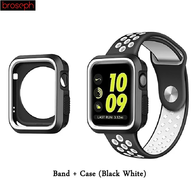 Black White-1 Watch Protector Bumper for Apple watch 4 Case 40mm 44mm Silicone Watch Cases Cover for Iwatch Series 3 2 1 Strap 38mm 42mm - Цвет: Black White-1