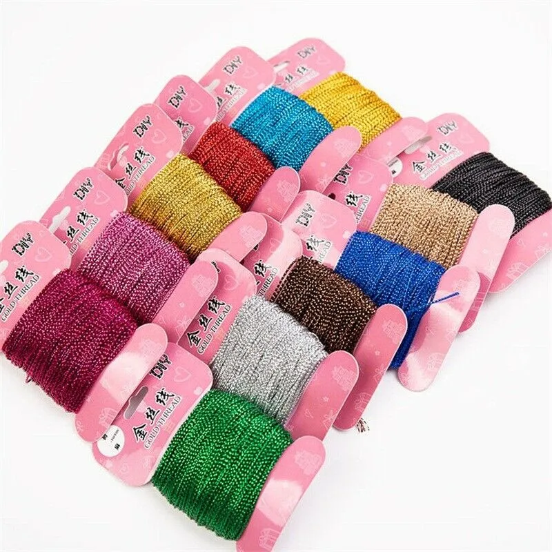 Линия для упаковки подарков золотая и серебряная нить 1 мм 12 цветов длина 20