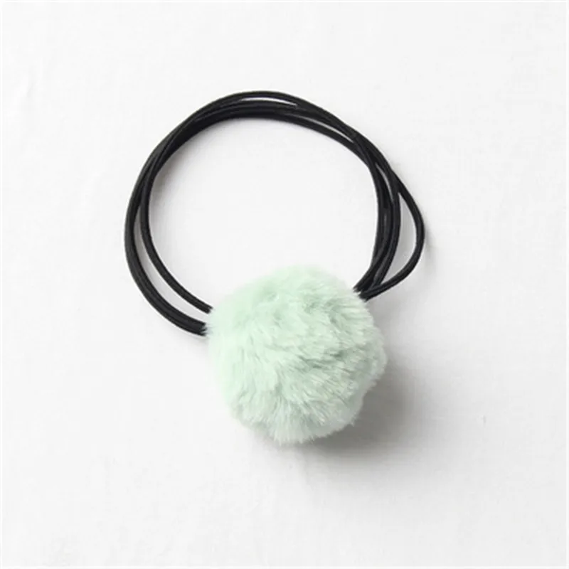 6 light green Модные резинки с помпоном для маленьких девочек, эластичные резинки для волос, розовые резинки для волос, милые детские резиновые ободки, аксессуары для волос - Цвет: 6 light green