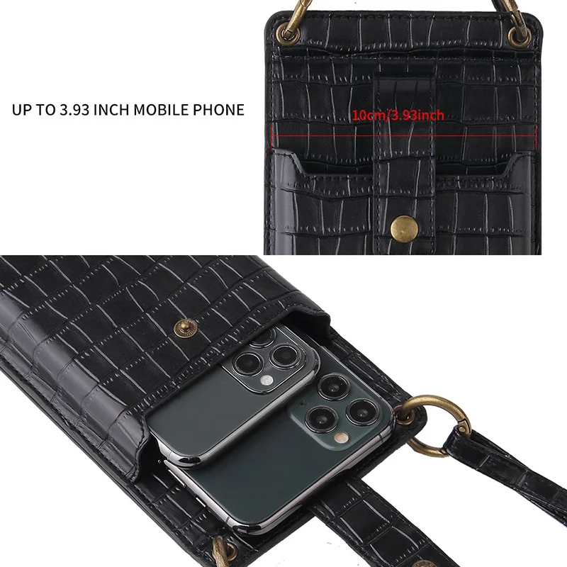 alligator pattern phone pocket small shoulder bag for women mini crossbody messenger card bags super thin ladies mirror pocket free global shipping