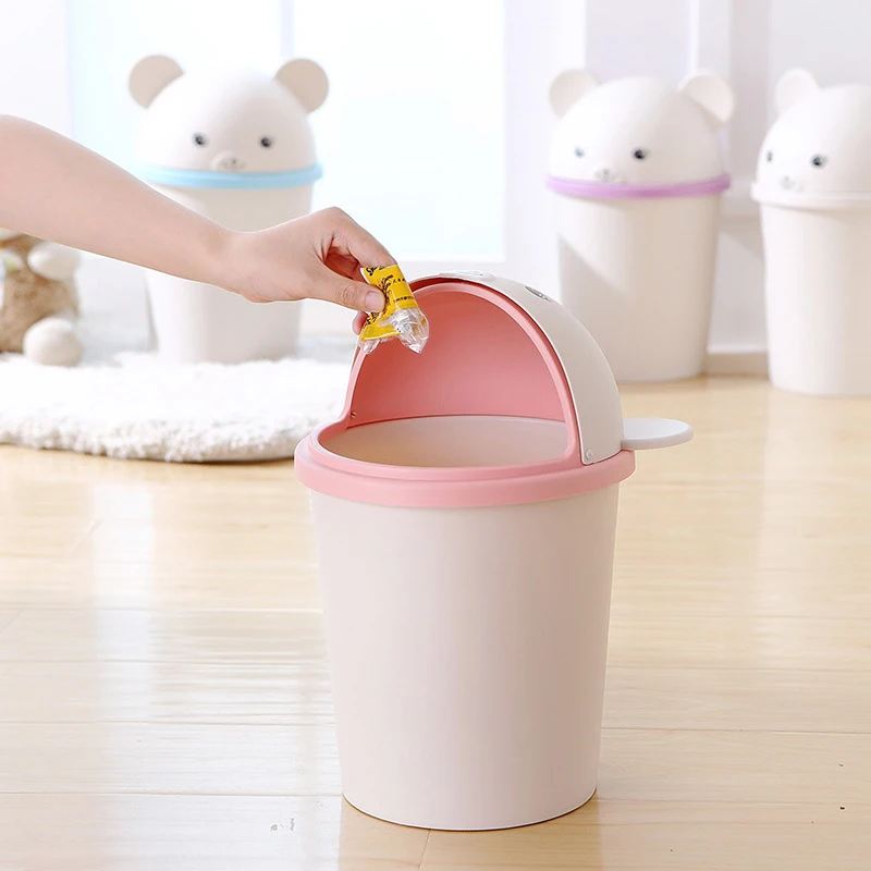 Корзина для мусора креативная Бытовая корзина спальни гостиной с крышкой милый