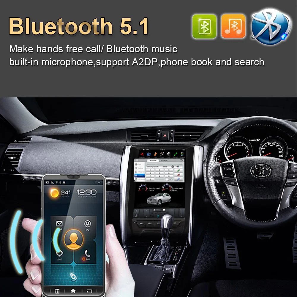 Автомагнитола в стиле Тесла с вертикальным экраном Android 9.0 GPS-навигация для TOYOTA