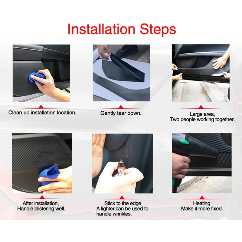 

Car Styling Side Door Inner Decal Anti-Kick Protective Carbon Fiber Flim Stickers for Hyundai Santa Fe 2013-2018 Ix45