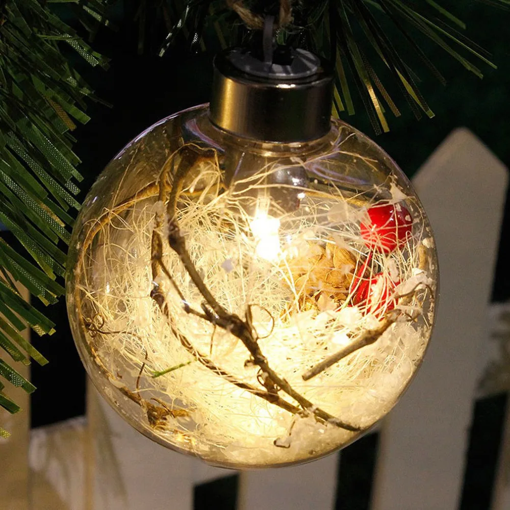 

8cm Romantic Christmas Decorations Ball Transparent PVC For Home Luminous Light Hanging Christmas Tree Ball Ornaments