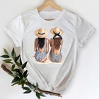 Женские футболки 2021, кофейная одежда, милая одежда с мультяшным принтом для девочек 90-х, футболка с графическим принтом, топ, женская футболка с принтом