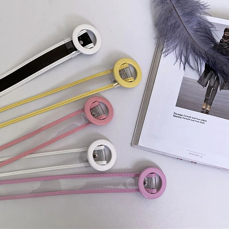 

Transparent Fashion Color Belt Female PVC Jelly Belt Non-Hole Belt Women's Pant Belt in Stock Wholesale