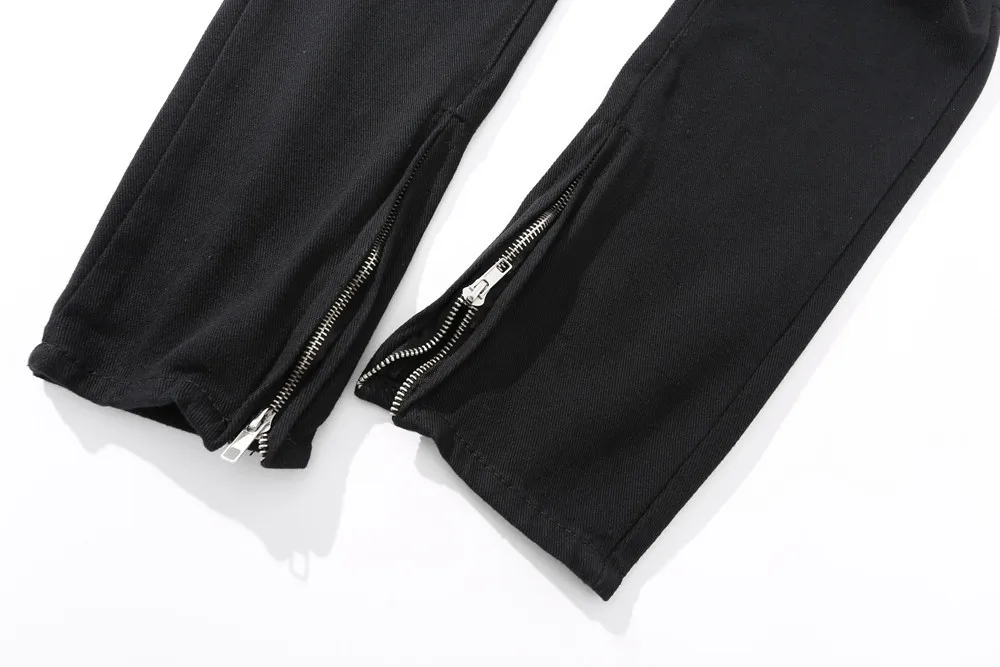 

2021 Solid slim jeans men's high street ankle zip pants street hip hop men skinny jeans women denim jeans BAN-8038