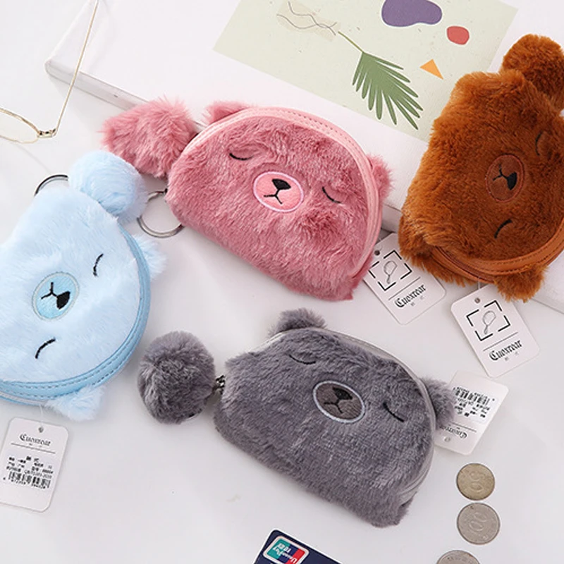 Kawaii плюшевый мультяшный медведь кошелек для монет чучела животные куклы