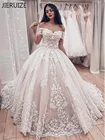 Кружевные Роскошные свадебные платья JIERUIZE, бальное платье с открытыми плечами, платья невесты, свадебные платья