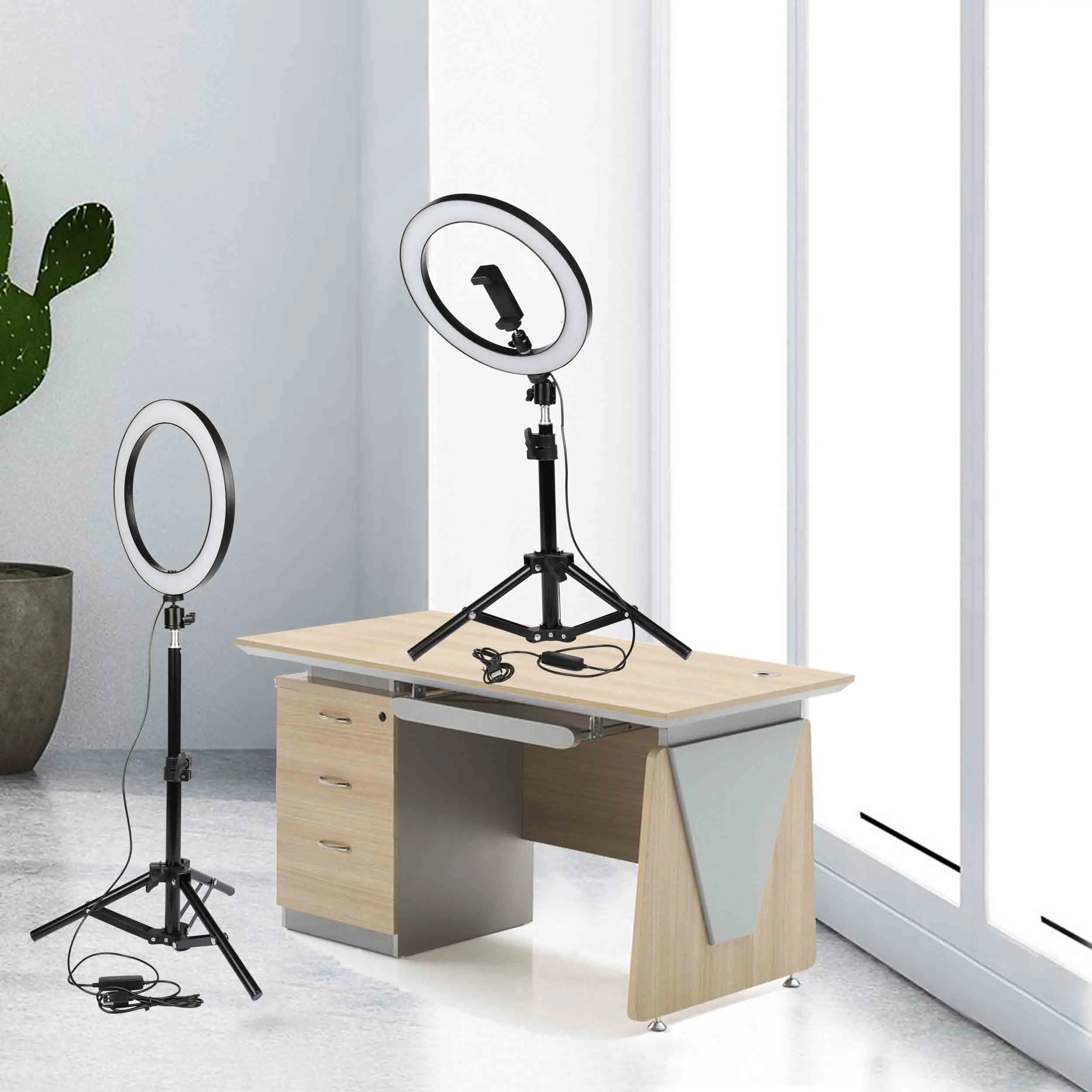 Светодиодный кольцевой светильник 16/25/26 см для селфи приглушаемый светодиодный