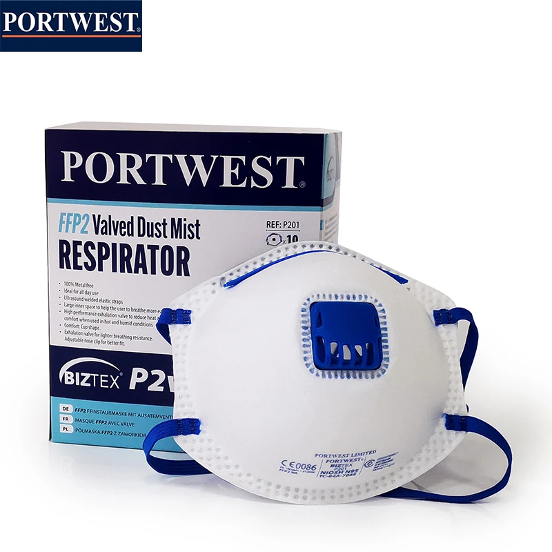 

Маска для лица Portwest N95 FFP2 одноразовая с 5-слойным фильтром и дыхательным клапаном, 10 шт.