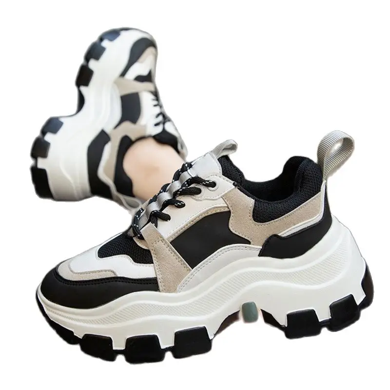

Women's Chunky Sneakers Thick Bottom Platform Vulcanize Shoes Fashion Breathable Casual Running Shoe for Woman Female 2021