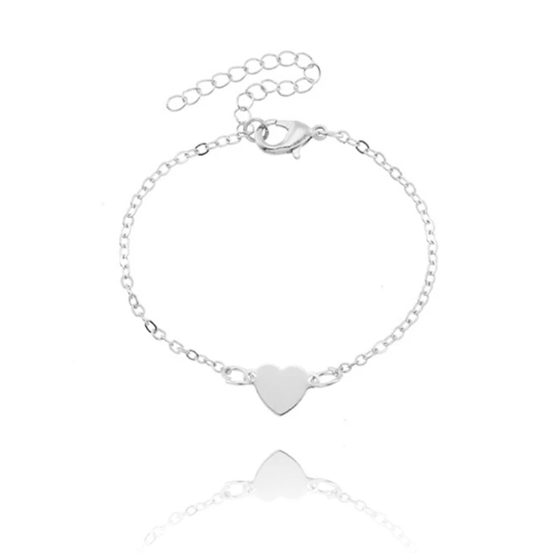 silver bracelets Стильный женский золотой браслет в форме сердца для девушек, браслет в форме сердца, подарок на каждый день - Окраска металла: silver bracelets