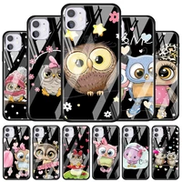 lovely animal owl for apple iphone 12 pro max mini 11 pro xs max x xr 6s 6 7 8 plus luxury tempered glass phone case