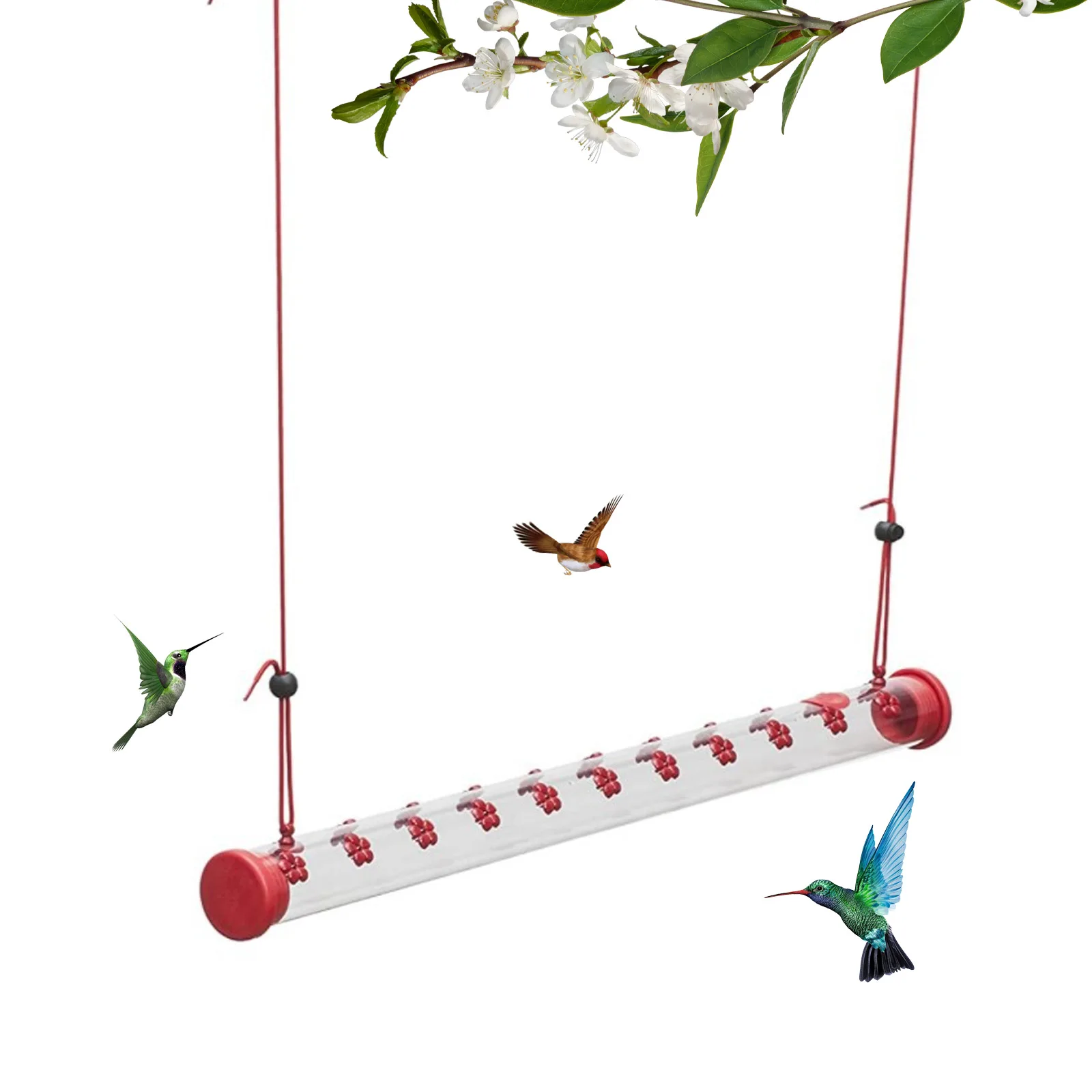 

Behogar Hummingbird Feeder Hanging Long Tube Transparent Bird Feeder Food Dispenser for Outside Outdoor Deck Patio Garden Yard