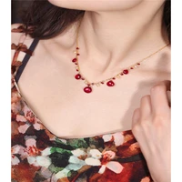 DAIMI Ruby Necklace Female Heaven Genuine 18K Gold Seawater Pearl Pendant Custom