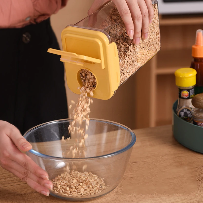 

Transparent Food Grain Storage Cans Kitchen Storage Organizers Sealed Cans Cereal Dispenser Plastic Snack Freshness Box