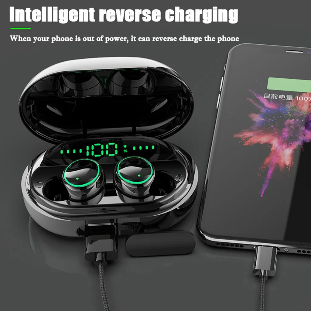 TWS Bluetooth наушники беспроводные 3500 мАч складские IPX7 Водонепроницаемая гарнитура с